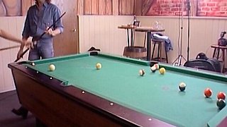 Brunette German Doll Sucks Dick by the Pool Table