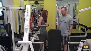 Fit babe fucks a stranger in the gym for a wad of cash