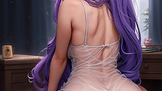 Purple hair bitch loves taking dicks