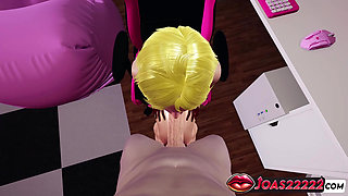 Anime Girl in Leotard and Red Panties - Gloryhole Hard Mouth Fuck, Handjob Stroking Big Dick, Freehand Blowjob Facial Cumshot