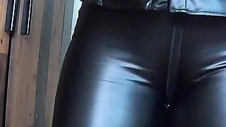 Leather Seduction on Bed - Shiny Pants, Zippers & Slow Tease 311