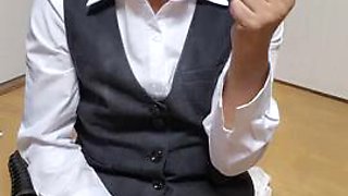 Japanese office uniform ladyboy crossdresser