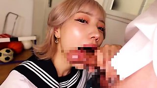 Sweet Asian schoolgirl gives perfect blowjob POV style
