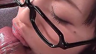 Japanese Teen Secretary with Glasses Seduce to Suck Fat Cock of Old Ugly Guy in Uncensored JAV