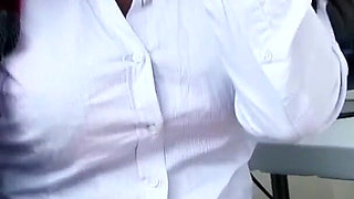 Sexy Ebony Secretary Gets Caught Playing with Her Co-worker so the Boss Makes Her Take His Girthy Cock Instead