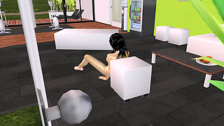 3D Animated Sex Videos Gorgeous Asian Babe Masturbates with a Cucumber at the Gym