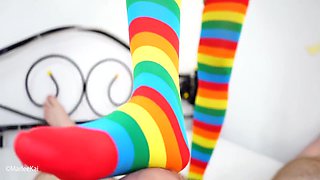 Cum Covered Stockings For Asian Slut 8 Min