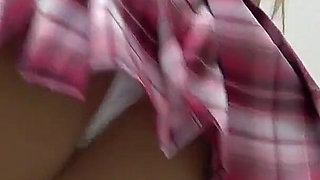 Japanese Girls Exclusively Apartment, a Room for Tanned Busty Girl Dose Seduce Exercises in Uniform, Mini Skirt, Thong G String