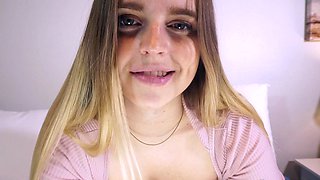 Glamour babe with big boobs masturbates in lingerie