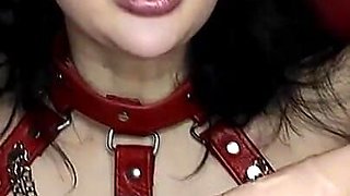 From a domina to sub slut! Mistress role and punish with a whip a plastic cock.