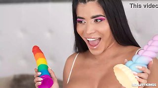 Sara retali and Carla Boom take turns teasing with dildos and feet play in Reality Kings' Masturbate of Her Domain video