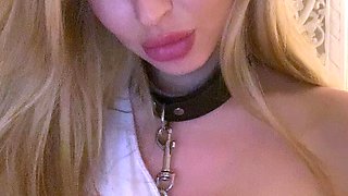 Sexy Blonde Babe With Big Boobs Strips Bra