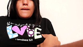 Latina professor drills her student while investigating