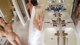 Bridesmaids and bride fuck the best man before the wedding