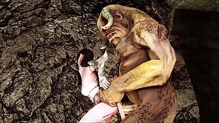 Uncensored Skyrim fuck with buxom Goddess and big dick monsters