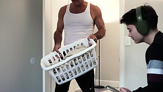 Trans Joey Michaels and DILF Dillon Stone wakes up together