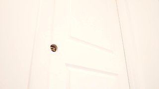 Horny teens sucking dick through keyhole