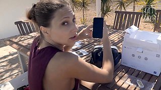 Brunette Flashing Her Titties And Pussy Outdoors In Public