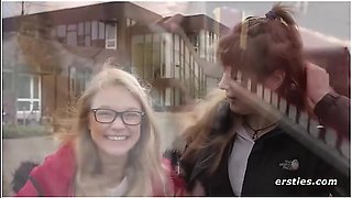 German Girls Enjoy Themselves In A Library In Berlin