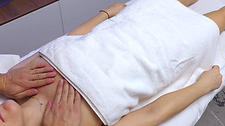 Home Massage Therapy Gone Wrong! Cheating wife CUMS hard as Masseur Fills Her Oiled Pussy With CUM