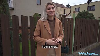 Public agent cute blond flashes her pointy titties for currency and screws thick dong in a basemant