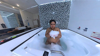 Young Pamela Panda Smoking and Relaxing in the Hot Tub