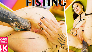 Tattoo Lesbian Gets Hard Fisted Till She Have a Real Orgasm