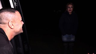 slutty girl from a night street gets fucked in the bus