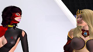 Crazy animated threeway blowbang adventure in space