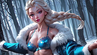 Sexy Elsa Frozen Dancing With Bare Belly Sexy AI Cartoon Cospaly