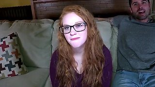 Matured guy met a red-haired chubby girl at the party he invites her home for a rough fuck