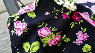 MILF playing outside on the front porch in plain view of the street and neighbors