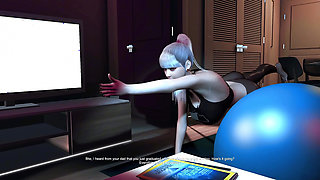 3D Horny Slut Yoga Teacher Teasing the Big Cock to Fuck Her Pussy