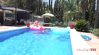 AuntJudysXXX - Getting to Know Busty Hotel Guest Keira on Vacation by the Pool (POV)