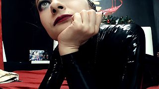 Latex slut solo anal masturbation