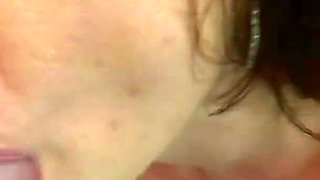 Lovely brunette gets cum in mouth after fucking passionately