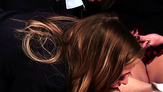 Gorgeous CFNM baes gives HJ to lucky guy