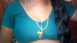 Tamil Aunty Squeezing Her Breasts When She Is Alone and Unable to Control Her Emotions