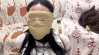 Girl brutally gagged, breathplay, aggressive struggling