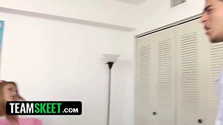 Teenage pies - slutty sister in law Marina Angel packed up her teen cunt with white pearly cum