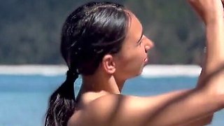 Blowjob and Handjob on the Best Beach with a Swallowing Load