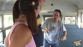 Ashley Blue takes two huge cocks on the bus