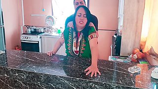 Stepson Surprises His Indian Stepmother With A Hot Fuck In The Kitchen