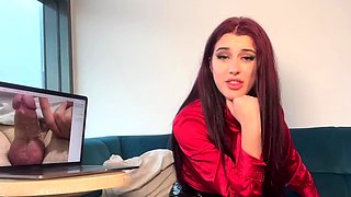 Redhead goddess teasing tiny cock guy