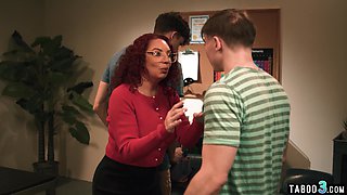 Redhead mature teacher double penetrated