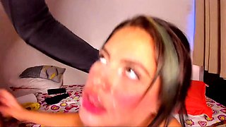 Cute brunette Latina undergoes severe deep-throating session