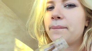 Preciosa blondie bottle deep insertion in shaved pussy