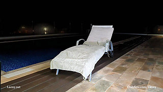 Laony Having Fun at Night by the Pool