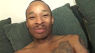 Big black cock in huge black body...cum in mouth