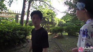 Japanese with big boobies Saki Aoyama blows hard penis uncensored.